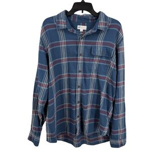 Gap Slub Twill Long Sleeve Flannel Shirt Extra Large Blue Ibiza Wash 100% Cotton